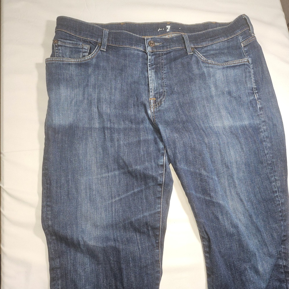 7 For All Mankind Mens Straight Leg Jeans Medium Wash Blue Denim Size 38x32 Worn
